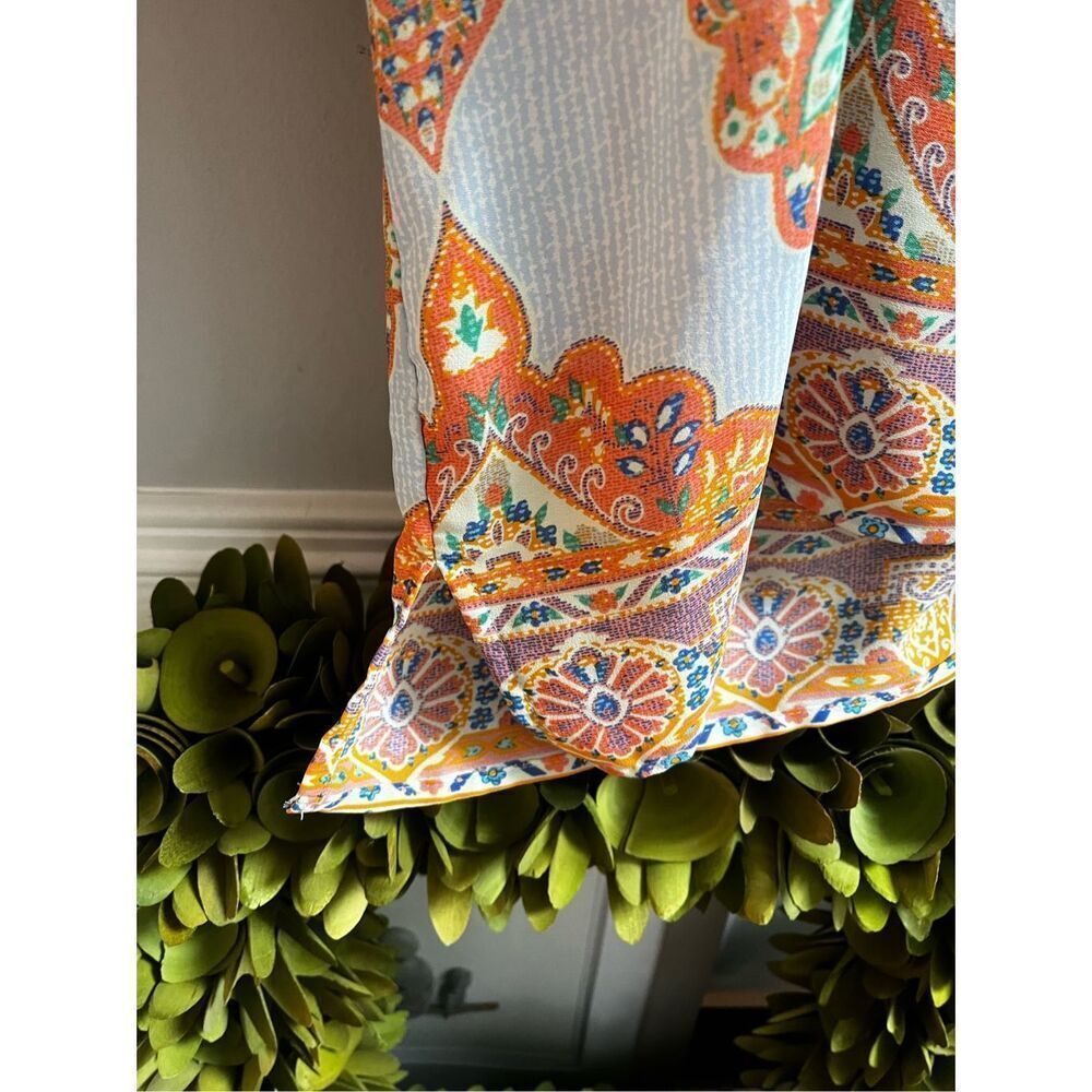 Cynthia Rowley Light Blue & Orange Indian Print Tunic Top sz 3X EUC - Picture 4 of 7